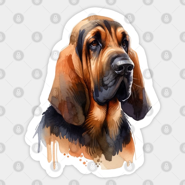 Bloodhound Watercolor Painting - Beautiful Dog Sticker by Edd Paint Something